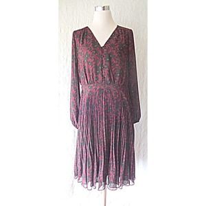 Ann Taylor Black Floral on Burgundy Sheer Dress 12